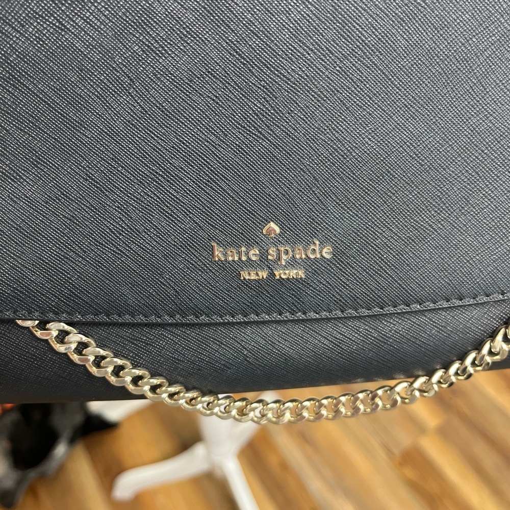 Kate Spade Black Crossbody, EUC with silver tone Chain Strap/ hardware. - Picture 9 of 15